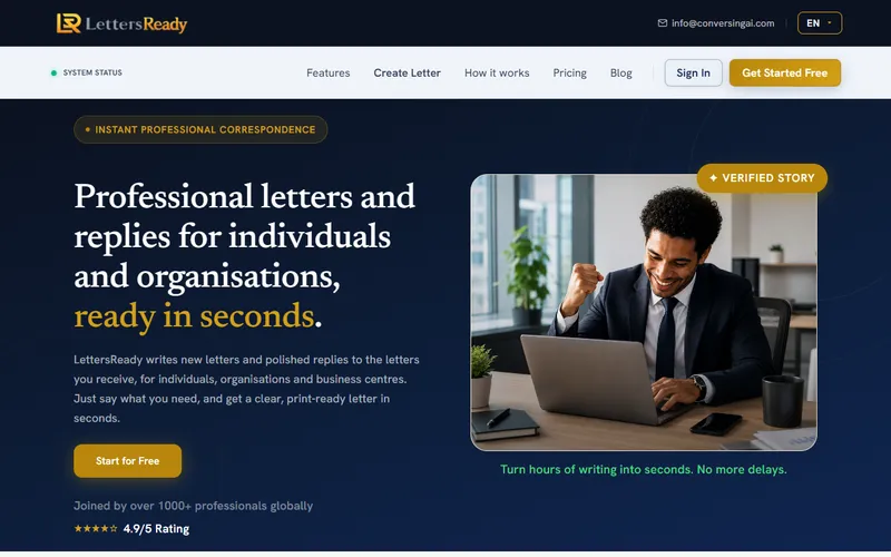 Screenshot of the LettersReady website we designed and built