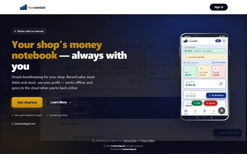 Yourcountant, a bookkeeping web app we built