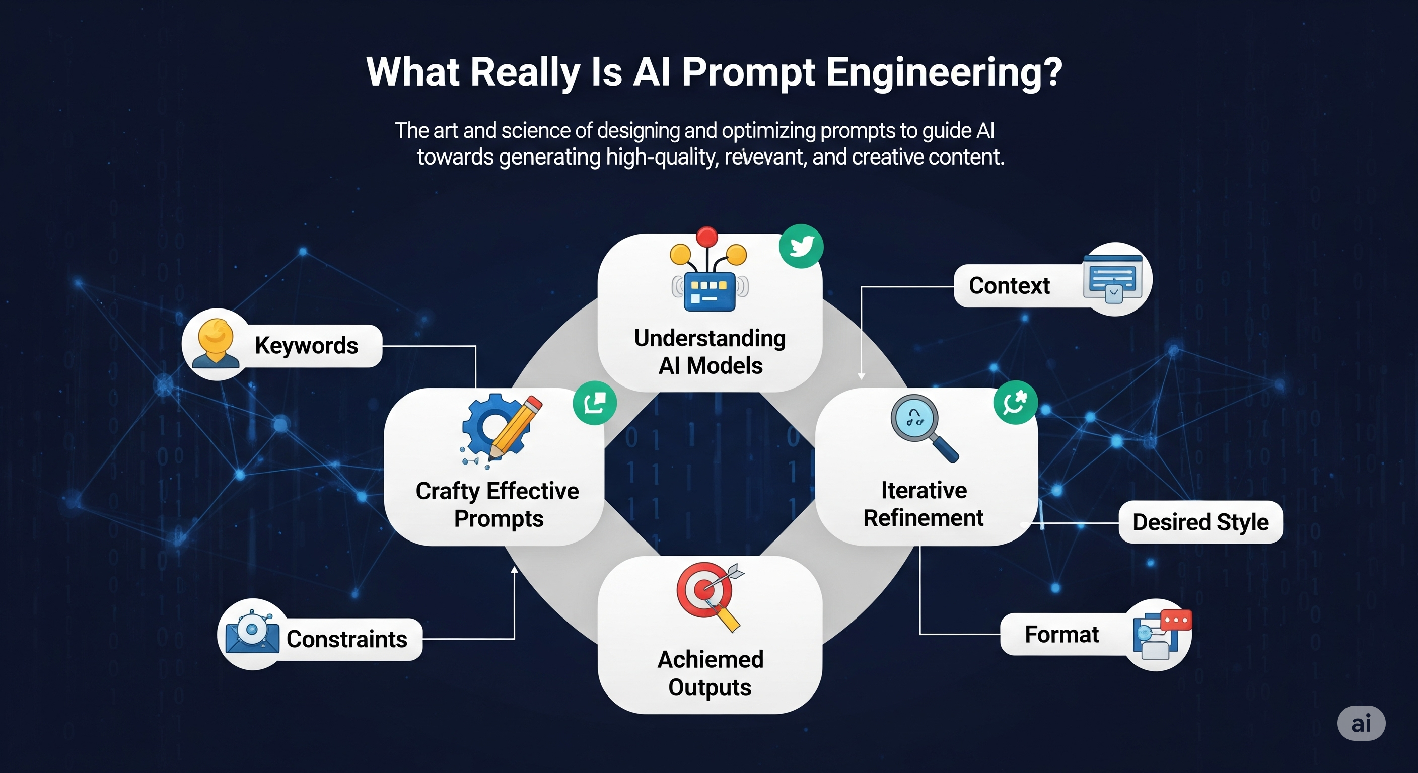 What Really Is AI Prompt Engineering - This image shows familiar words and icons in AI
